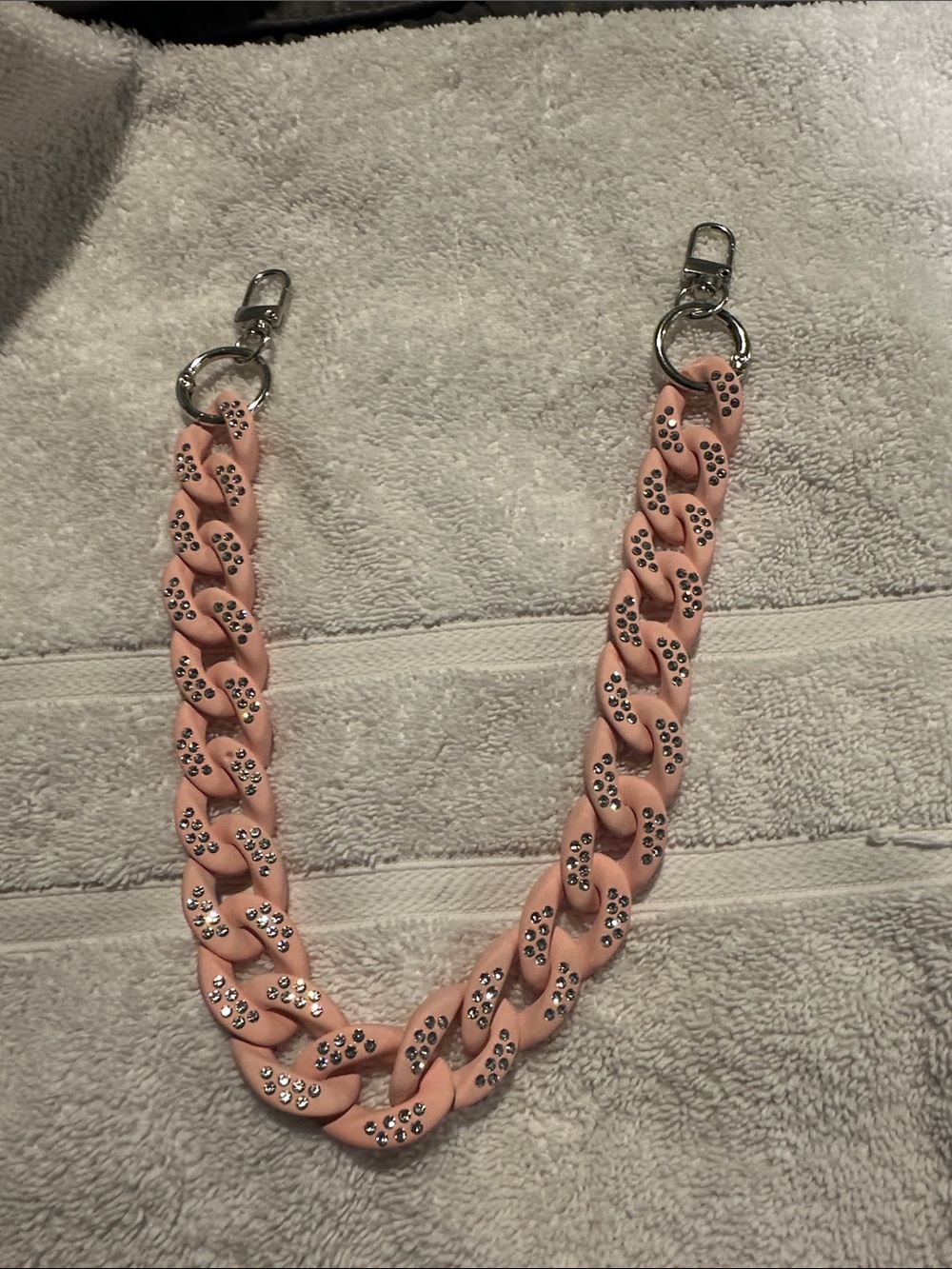 Pink Crystal-Embellished Chain Strap for Women